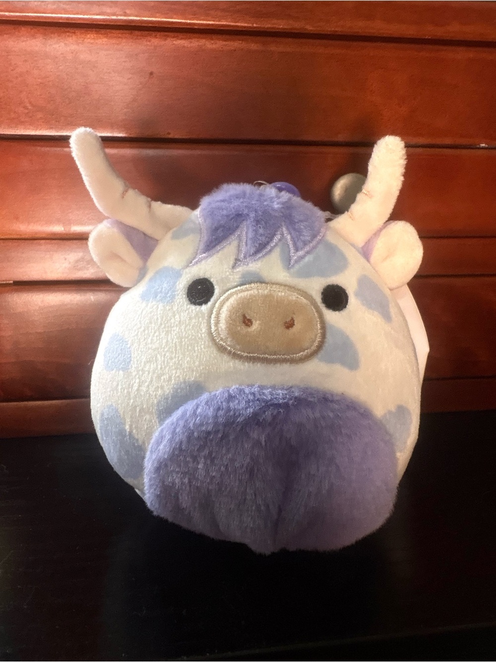 Squishmallows Lavender and Cream Cow Plush Keychain